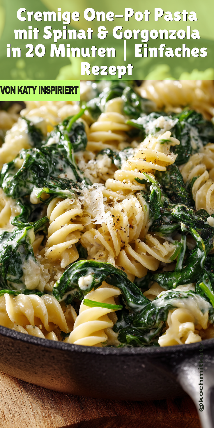 Cremige One-Pot Pasta mit Spinat & Gorgonzola - in 20 Minuten fertig!