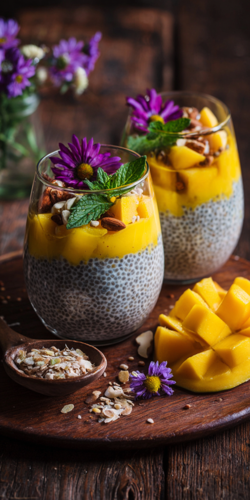 Cremiger Chia-Pudding mit Mango-Spiegel | Einfaches & gesundes Frühstück