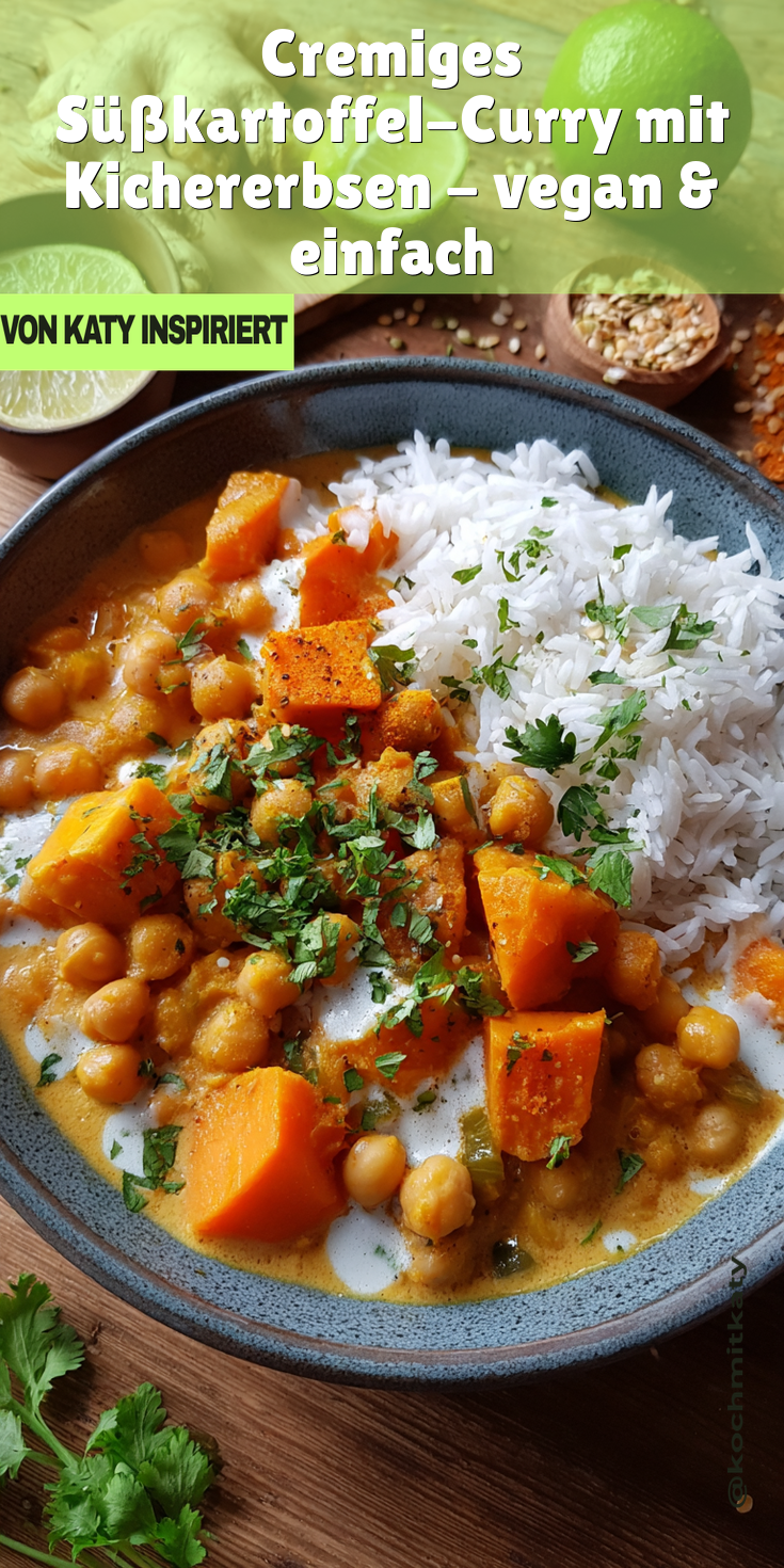 Cremiges Süßkartoffel-Curry mit Kichererbsen - Einfach & vegan!