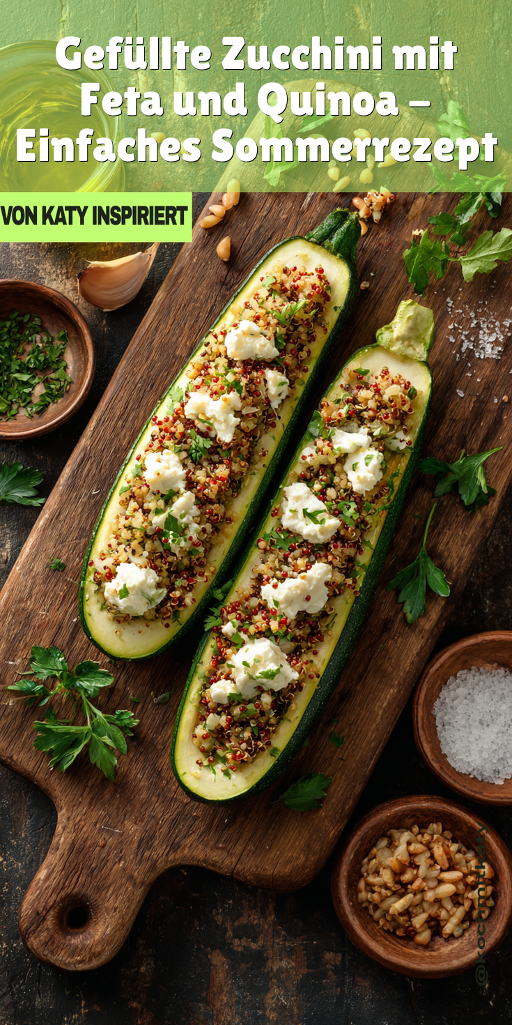 Gefüllte Zucchini mit Feta & Quinoa - Einfaches Sommerrezept!