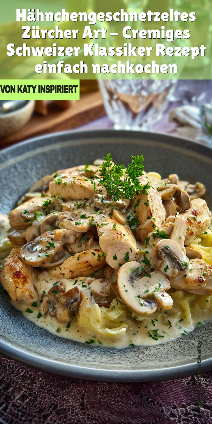 Hähnchen-Geschnetzeltes Zürcher Art - Cremiges Schweizer Klassiker-Rezept