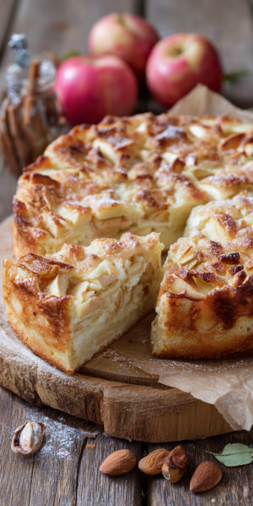 Versunkener Apfelkuchen mit Mandeln – saftig & unwiderstehlich!