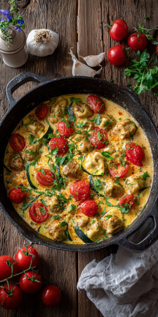 Cremige Maultaschenpfanne mit Zucchini & Tomaten | Feierabendküche 2026
