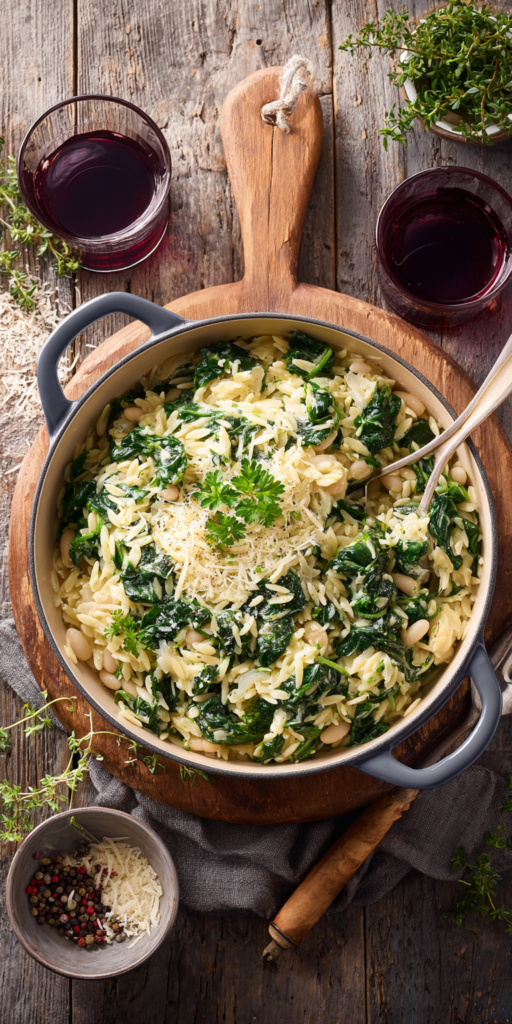 Cremiger Orzo-Eintopf mit Spinat & Parmesan | Vegetarisch 2026