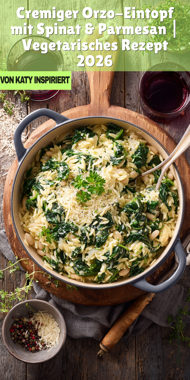 Cremiger Orzo-Eintopf mit Spinat & Parmesan | Vegetarisch 2026