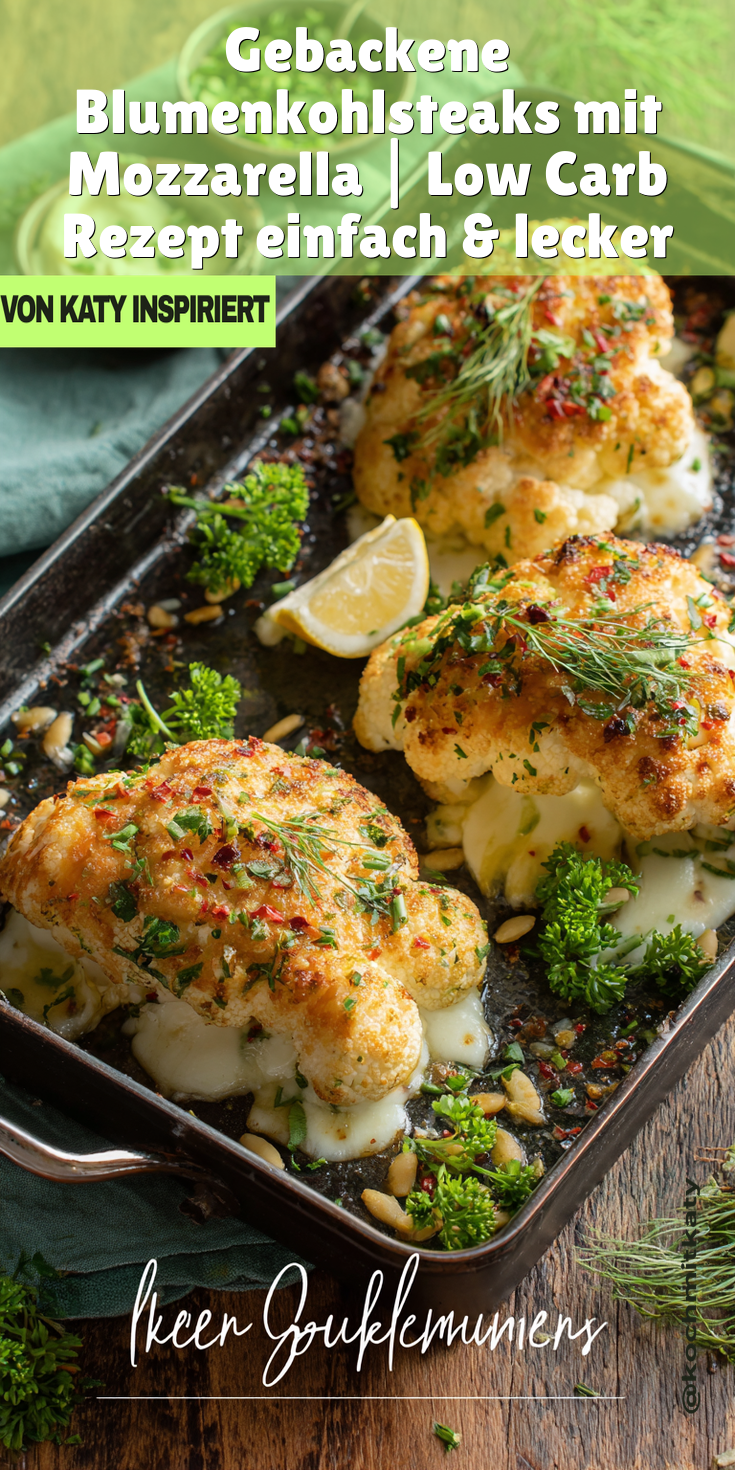 Gebackene Blumenkohlsteaks mit Mozzarella überbacken | Low Carb 2026