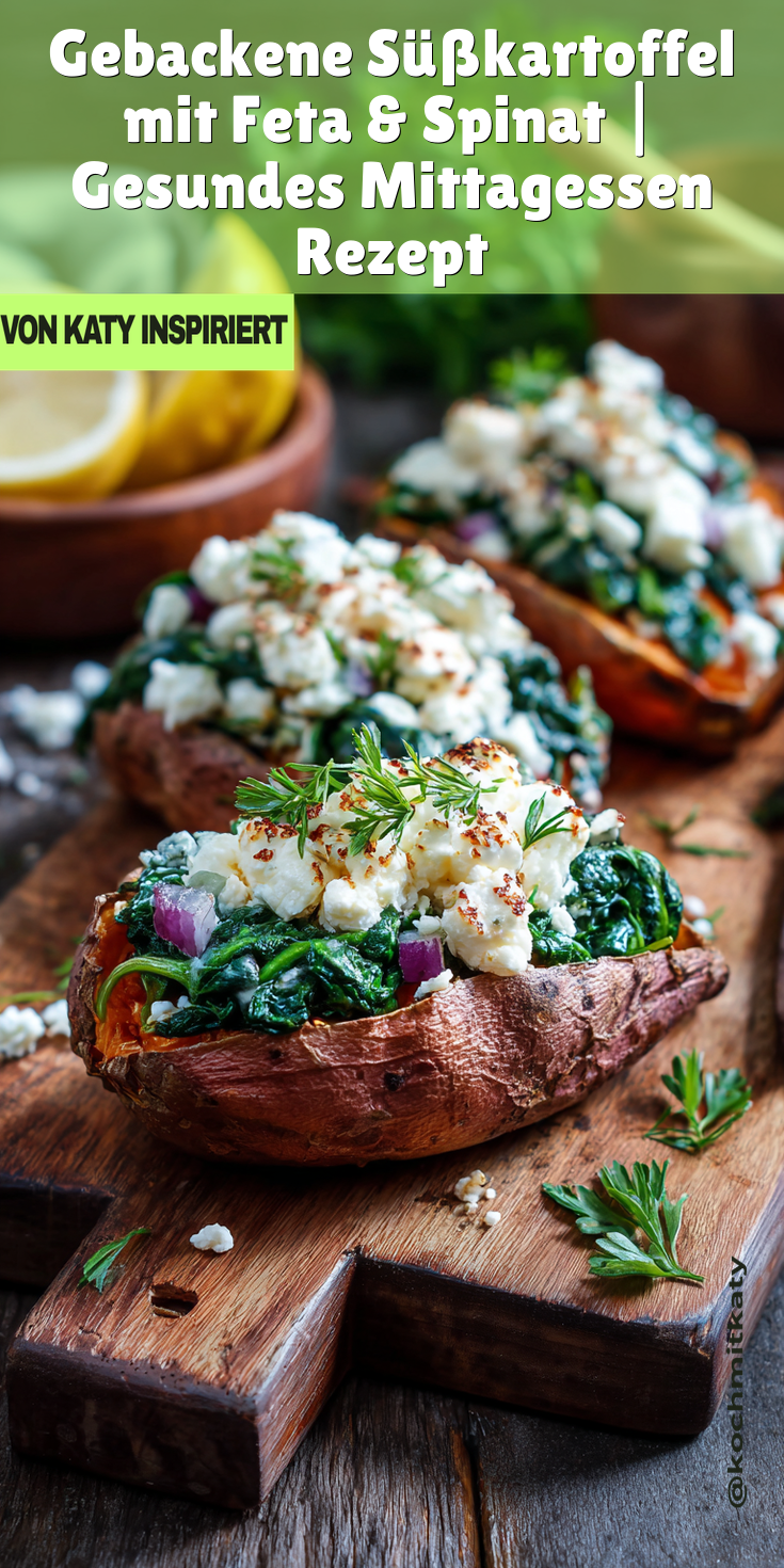 Gebackene Süßkartoffel gefüllt mit Feta & Spinat | Gesundes Mittagessen 2026