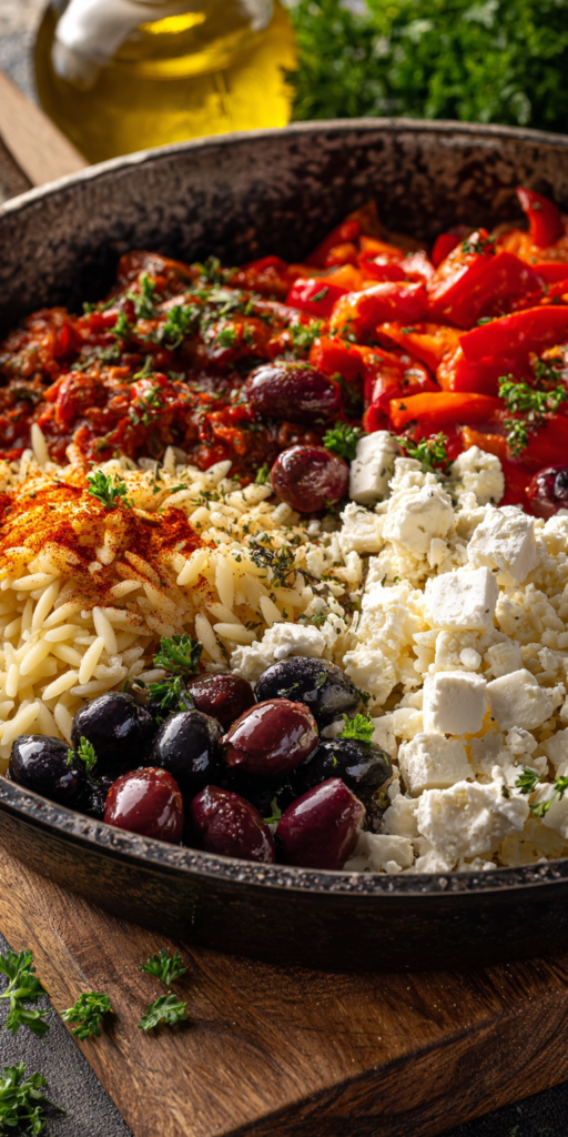 Griechische Kritharaki-Pfanne mit Feta & Oliven | One Pot Gerichte 2026