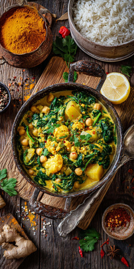 Kartoffel-Spinat-Curry mit Kichererbsen | Veganes Hauptgericht 2026