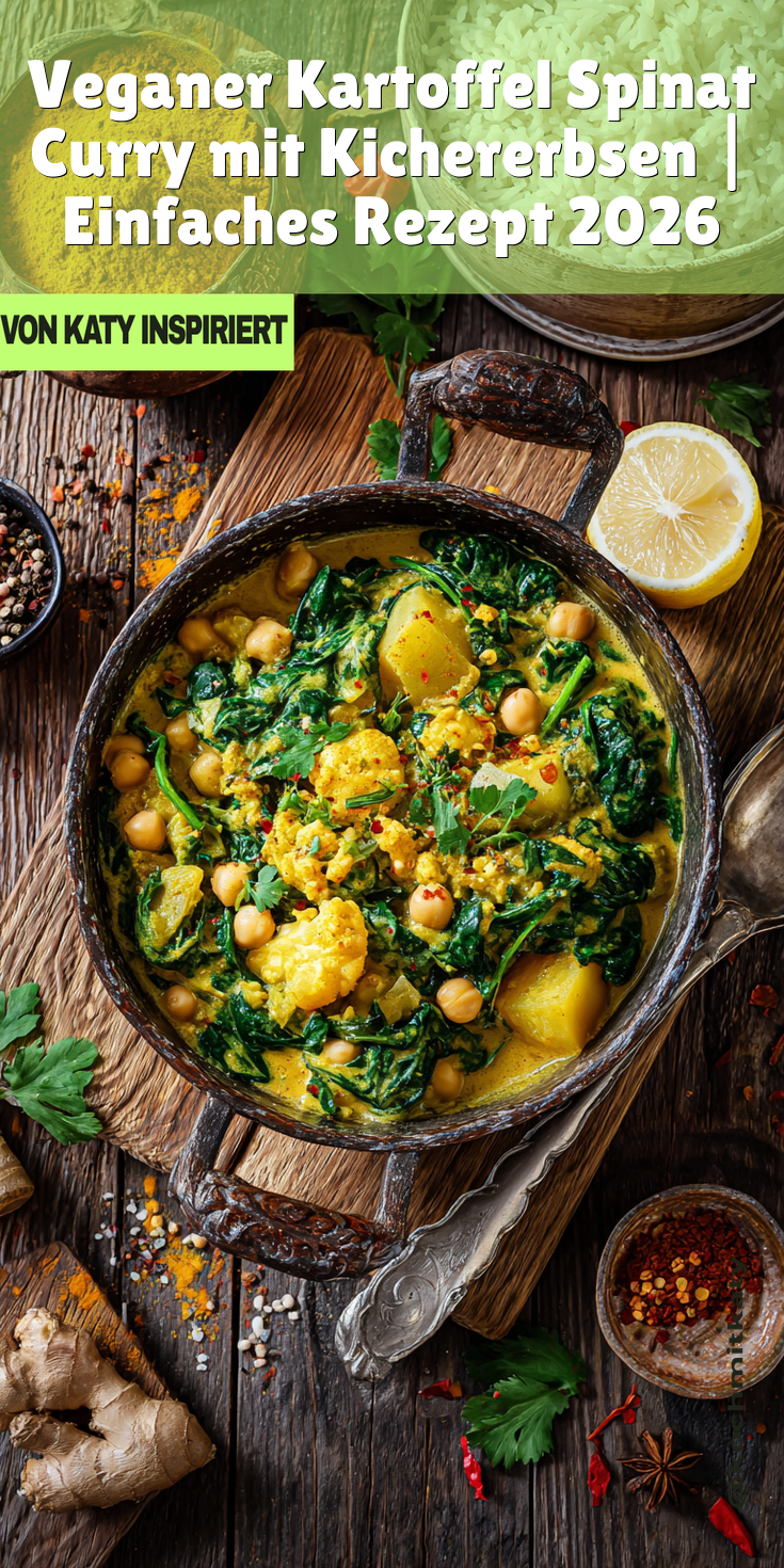 Kartoffel-Spinat-Curry mit Kichererbsen | Veganes Hauptgericht 2026