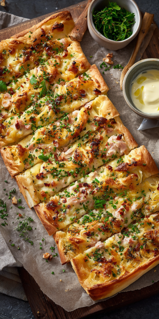 Knusprige Flammkuchen-Schnecken aus Blätterteig | Party Buffet 2026