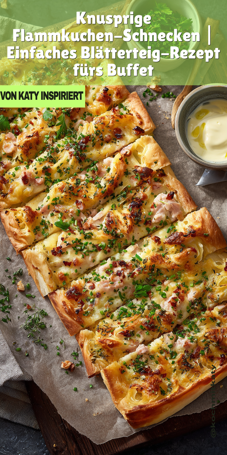 Knusprige Flammkuchen-Schnecken aus Blätterteig | Party Buffet 2026