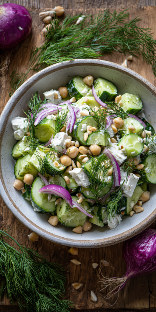 Leichter Gurkensalat mit Kichererbsen & Dill | Abnehmen 2026