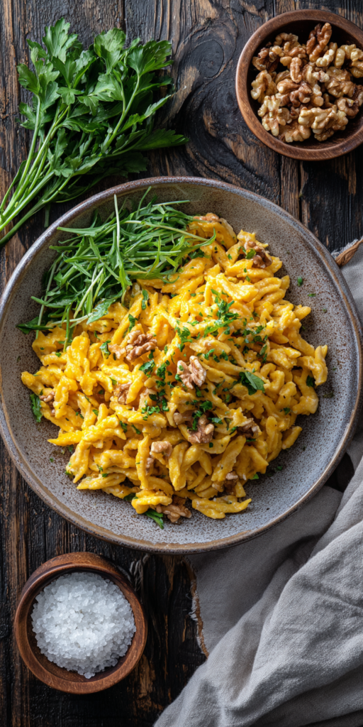 Selbstgemachte Kürbis-Spätzle mit Walnuss-Butter | Herzhafte Wintergerichte 2026